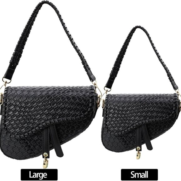 Women Saddle Bag PU Leather Small Crossbody Satchel with Detachable Straps - Picture 7 of 7